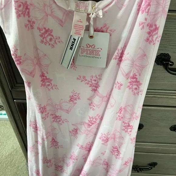 NEW LoveShackFancy Pink Floral Midi Dress Size M - Picture 2 of 7